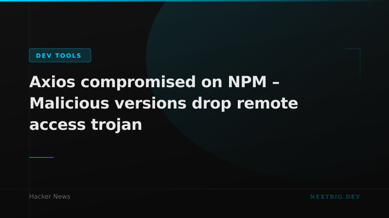 Axios NPM Package Compromised — Malicious Versions Drop Remote Access Trojan