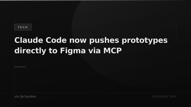 Claude Code Now Pushes Prototypes Directly to Figma via MCP