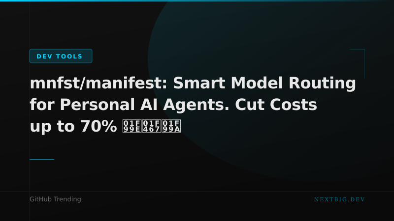 Manifest: Smart Model Routing Cuts Agent Costs Up to 70%
