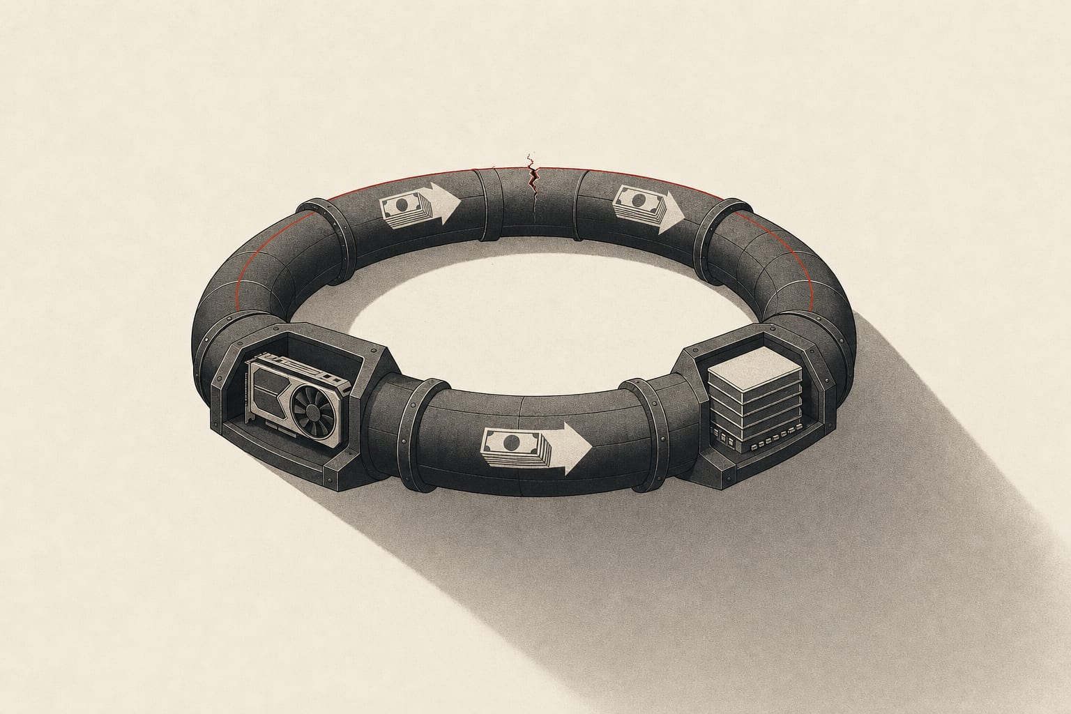 Altman and Musk spent the weekend accusing each other of misleading public-market investors — and the closer you look at how the AI build-out is financed, the clearer it gets why. The chip maker funds the clouds that buy its chips, the memory that just IPO'd is one cycle from a glut, and the spending still needs $3 trillion it can't yet point to